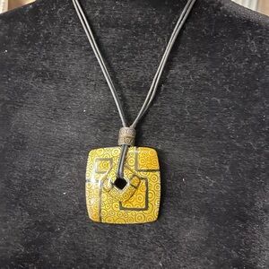 Artisan Yellow Geometric Pendant Necklace